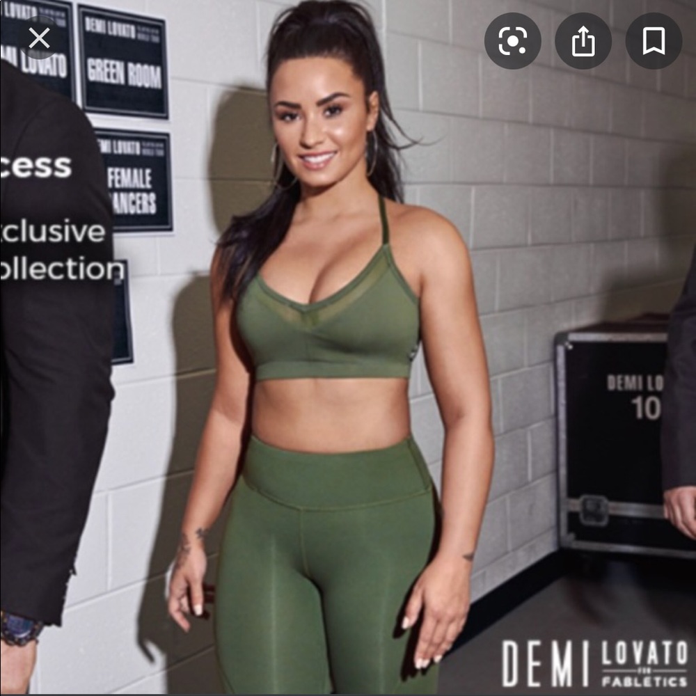 Fabletics Demi Lovato Green Mesh Sports Bra